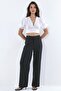 Belted and Draped Straight Fit Fabric Trousers - 5