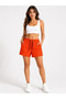 Quick-Drying Mesh Inside, Pocketed, Lace-Up Swim Shorts with Pattern - Orange