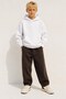 Boy's Oversize Basic Hoodie Sweatshirt White – Hooded, Kangaroo Pocket, 3 Thread Fleece