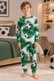 Boy's 100% Cotton Green -White Football Patterned Long Sleeve Pajama Set - 3