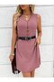 Women's v-neck strappy side slit viscose tunic and shorts two-piece set - 5