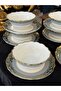 12 Piece 6-Person Golded Enameled Porcelain Multipurpose Presentation Plate and Snack Bowl Set - 2