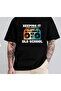 80's Retro Trend Mix Printed Oversized Basic Unisex Cotton Short Sleeve Black Tshirt - 2