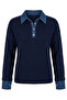Sweater with Denim Collar - Navy Blue Navy Blue