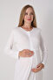 Maternity Nightgown and Robe Set – Winter Maternity Set, Thick Robe and Viscose Nightgown with 4 Buttons - 5