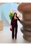 Female Clothing Mulberry Buttoned Blazer Jacket Stretchy Trousers Stylish Women's Suit