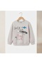 100% Cotton Two Strips Shark Printed Sweatshirt 5Y,6Y,7Y,8Y Boys' Beige - 2