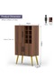 Home Bar Cabinet with Liquor Bottle Rack Wooden Storage Cabinet with 8 Bottle Storage Open Compartments Ideal for Home Bar, Living Room - Dark Hunton Oak - 6