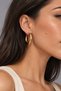 Women's Gold Color 4 mm Thick 3 cm Diameter Thick Hoop Earrings - 4