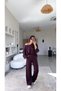 Plum Reverse Stitched Modal Suit - 7