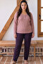 Powder Patterned Oversized Oversized Buttoned Viscose Knitted Pajama Set - 2