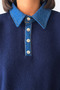 Sweater with Denim Collar - Navy Blue Navy Blue - 4