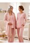 New Season Powder Shawl Collar Winter Plush Dressing Gown Button Detailed Design Long Sleeve Maternity Pajama Set