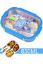 Back to School Lunch Box for Boys Girls 3 Compartment Stainless Steel Bento Box Leak-Proof Food Storage Container with Fork Spoon BPA-Free Portable Meal Box for Outdoor Camping 850ml