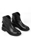 Zrne-B06 Premium Black Heeled Cowboy Style Boots with Back Zipper