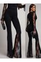 Women's high-waisted tulle and lace-trimmed flared diving pants
