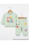 Baby Girl Seasonal 2-Piece Set with Rabbit, Flower and Rainbow Patterns, Long Sleeve Cotton Comfortable Daily Set - 2