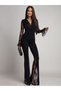 Women's high-waisted tulle and lace-trimmed flared diving pants - 2
