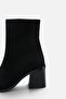 Sosa Women's Black Suede Pointed Toe Short Heeled Boots A016- K4002 - 6