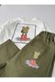 Boy's Frog Printed Long Sleeve T-Shirt Khaki Gabardine Pants 2-Piece Set - 4