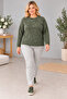 Women's Water Drop Stone Embroidered Crew Neck Comfortable Fit Knitwear Sweater C27051-Khaki - 6