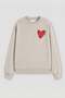 Women's Premium Fabric 3 Thread Raised Heart Printed Sweatshirt - 2