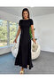 Women's Short Sleeve Backless Slit Detailed Viscose Dress - 5