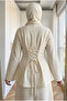 Women's Tunic Blouse with Crossed Lace-Up Back and Corsage Detail, 70 cm - 3