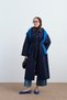 Women's Plaid Lined Pocket Detail Shirt Collar Hidden Zipper Lined Trench Coat Navy Blue - 6