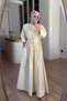 Pile Detailed Flared Dress - Yellow