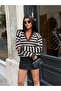 Women's Brown Lace Detailed V-Neck Knitwear Sweater - 6