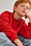 Boy's Oversize Sweatshirt Basic Red – Crew Neck, 3-Ply Fleece - 4