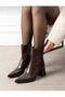 Women's Leggings Detailed Pointed Toe 7 cm Heel Zippered Boots - 2