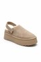 Estella Mink Suede Women's Daily Flat Thick Sole Fur Inside, Back Strap, Velcro Detail, Inside-Out Sabo Slippers