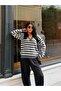 Women's Gray Lace Detailed V-Neck Knitwear Sweater - 4