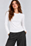 White Long Sleeve Basic T-Shirt - Blouse - - 3