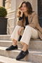 Women's Black Genuine Leather Casual Black Loafer Vs45 - 2