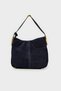 Genuine Suede Shoulder Bag-Dark Blue - 3