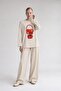 Relaxed Fit Patterned Thin Sweatshirt Beige - 2