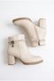 Women's Twisted Cord Detailed Zippered Doré Beige Heeled Boots - 5