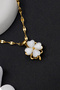 Rotating Clover Figured Stone Gold Stainless Steel Women's Necklace - 4
