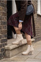 Women's New Season Minimal Design Zippered Estia Beige Heeled Boots - 3