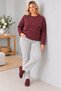 Women's Water Drop Stone Embroidered Crew Neck Comfortable Fit Knitwear Sweater C27051-Burgundy - 5