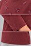 Women's Water Drop Stone Embroidered Crew Neck Comfortable Fit Knitwear Sweater C27051-Burgundy - 4