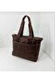 Brown Fluffy Fabric Zippered Hand and Shoulder Bag - 2