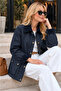 Concept Women's Collar & Cuff Velvet Oilcloth Premium Basic Medium Length Coat-Jacket - 3