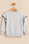 Girl's Front Embroidered Shoulder Ruffle Detailed Two-Thread Sweatshirt with Ruffle Detail Grimelanj - 2