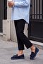 Women's Genuine Leather Loafer Casual Shoes Suma Dark Navy Blue Suede - 5