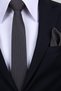 Hand Made 6 cm Small Patterned Yellow - Navy Blue Color Handkerchief Tie