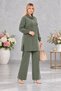 - Women's Plus Size Slit Tunic and Wide Leg Pants Set C8013-Khaki - 3